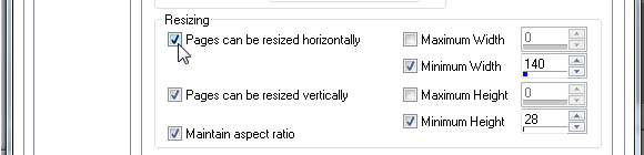 resizable content settings