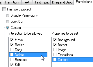 Permissions tab