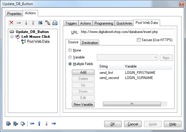 Dialog to Set Up Post Web Data